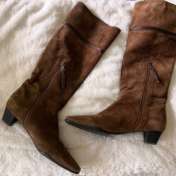 Prada Suede Square-Toe Boots - Picture 6 of 12